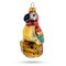 Vibrant Pirate Parrot Sitting on Barrel Stack Glass Christmas Ornament